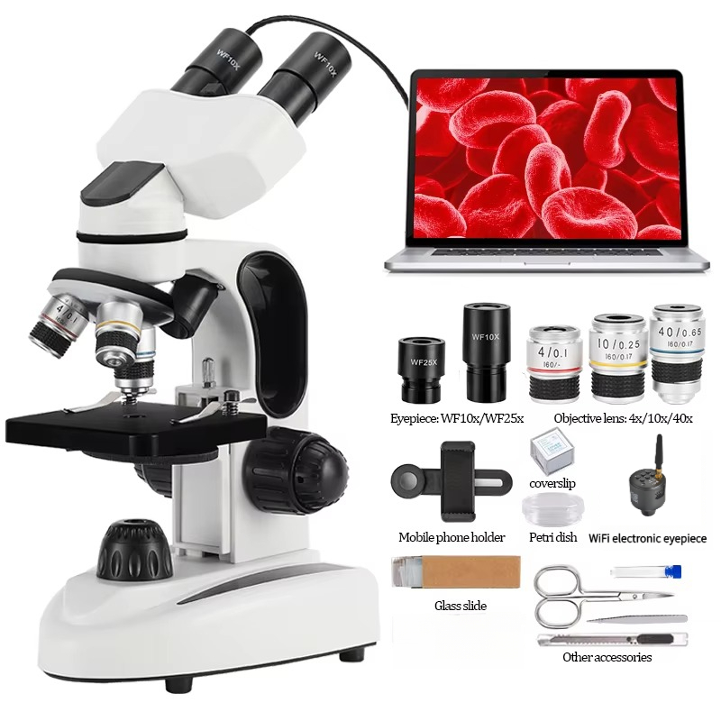 Microscope Compound 40X - 40X-1000X Çift LED Aydınlatmalı, PC için